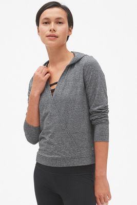 Front Pullover Hoodie in Brushed Tech Jersey from Gap
