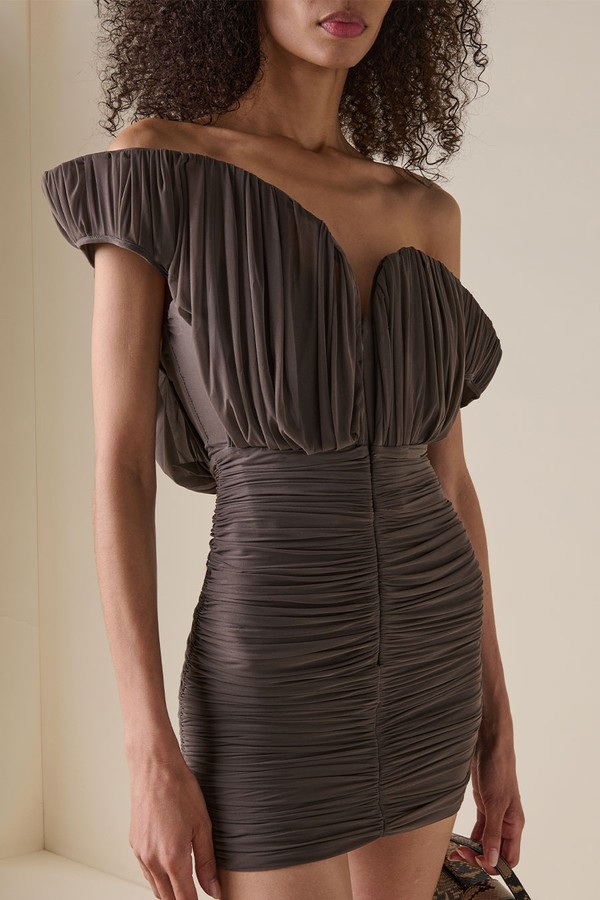 Asymmetric Ruched Jersey Mini Dress from Magda Butrym 