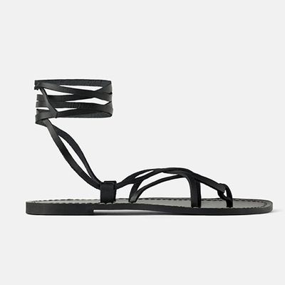 Flat Leather Sandals With Criss Cross Straps from Zara