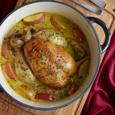 Pot-Roasted Chicken With Apple