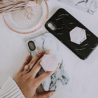 Pop Socket Crystal Natural Rose Quartz Phone Grip from Pop Crystals Shop