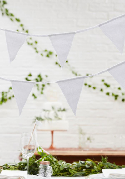 White Fabric Party Flag Bunting