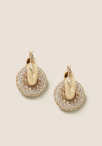 Pave Rhinestone Double Hoop Earrings