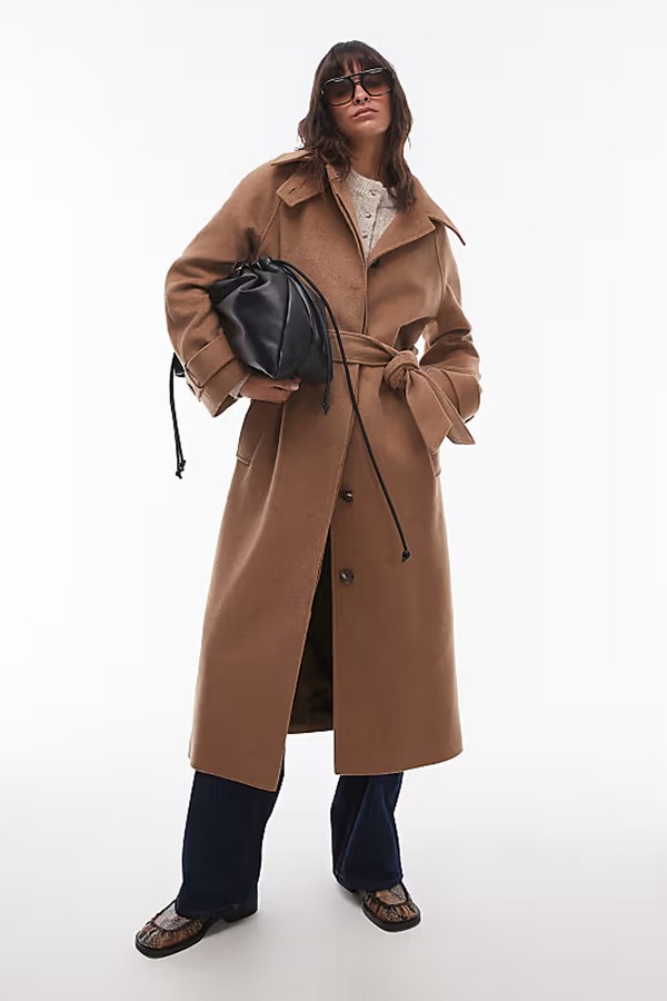Tab Belted Car Coat Twill from Topshop
