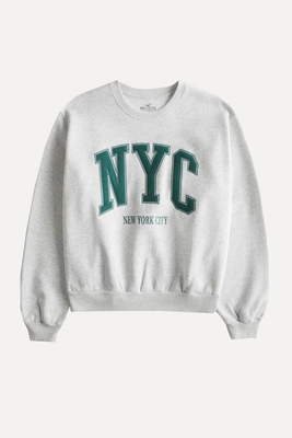 Oversized New York City Graphic Crew Sweatshirt from Hollister
