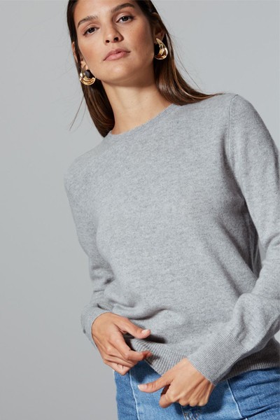 Pure Cashmere Round Neck Jumper Grey