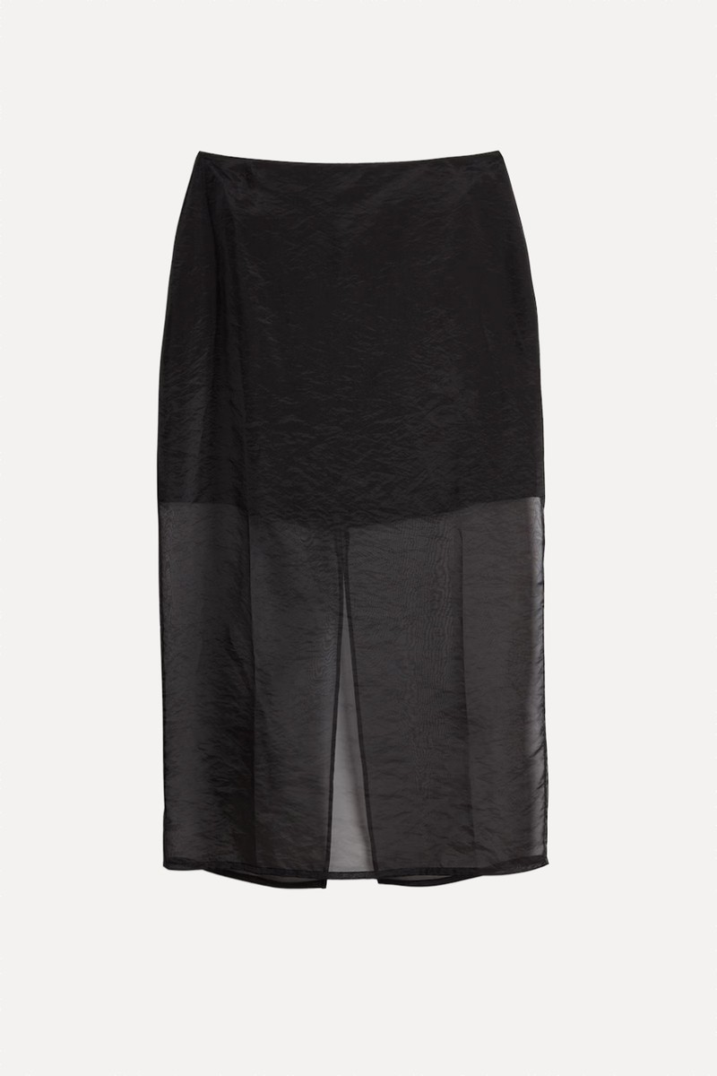 Organza Sheer Panel Co-ord Midi Skirt