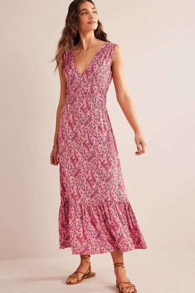 Smocked Jersey Maxi Dress