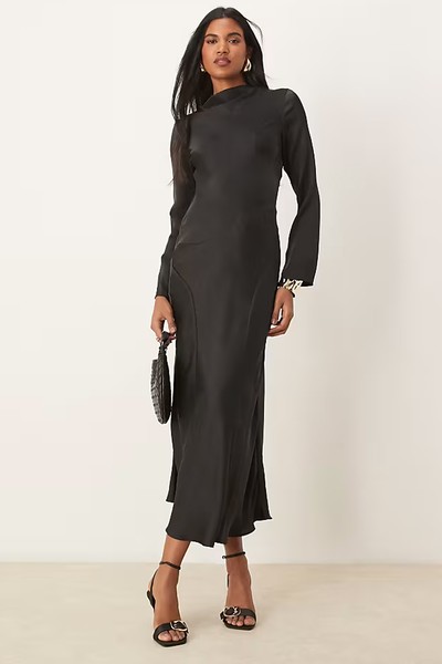 High Neck Seam Detail Satin Maxi Dress from ASOS DESIGN