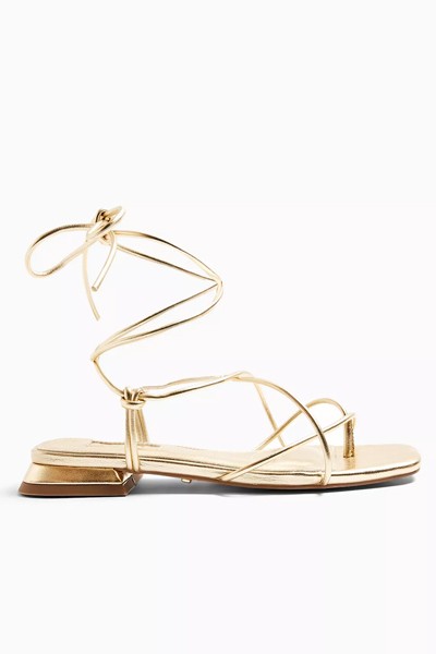 Peggy Gold Wrap Sandals