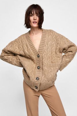 Cable-knit Oversized Cardigan from Zara