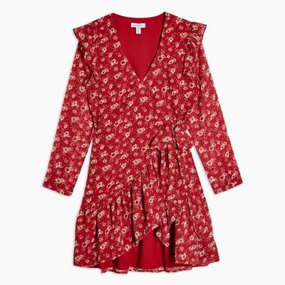 Floral Dobby Ruffle Mini Dress from Topshop