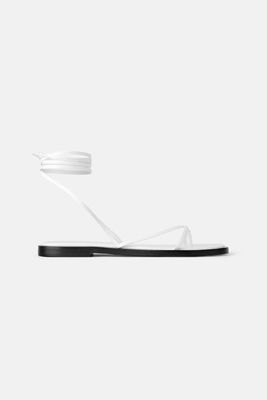 Leather Flat Sandals from Zara