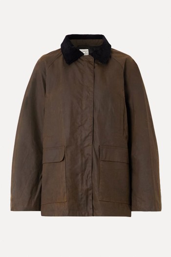 Oversized Corduroy-Trimmed Waxed Organic Cotton Jacket from TOTEME