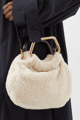 Camille Shearling Top-Handle Bag from Staud