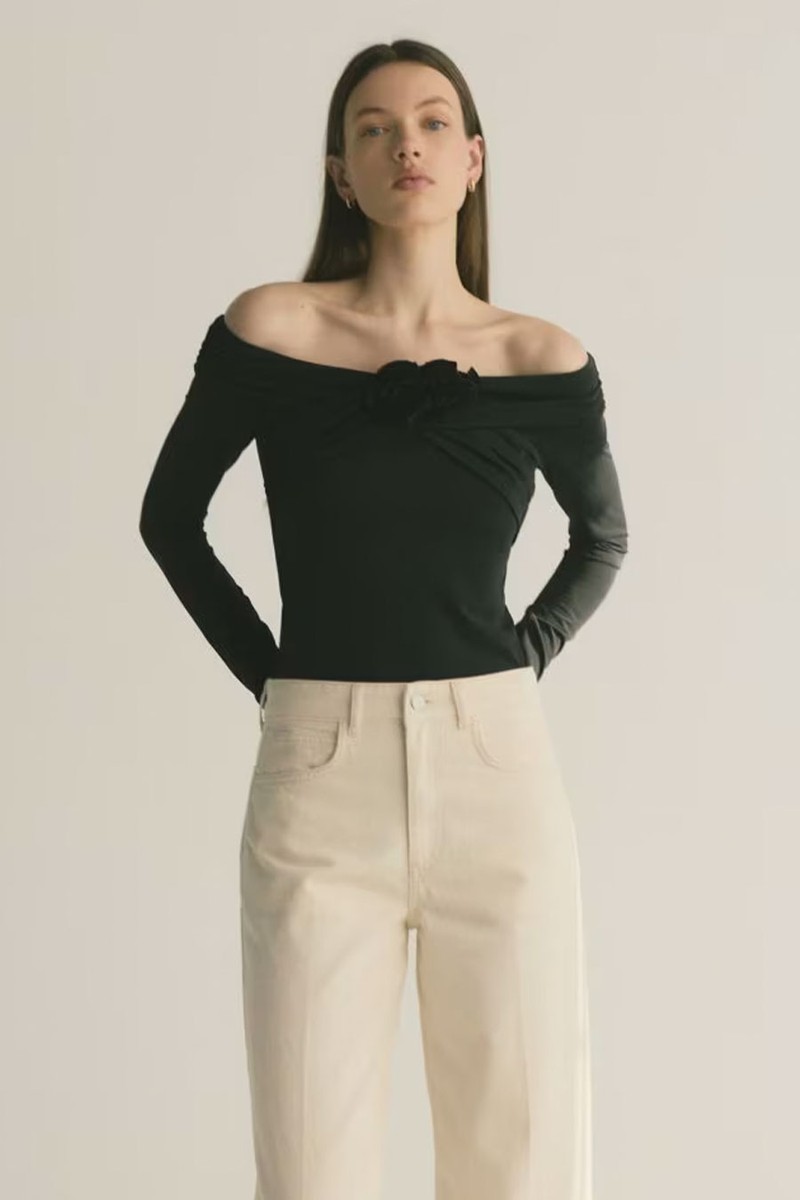 Long Sleeve Top With Rose-Shaped Detail from Reserved