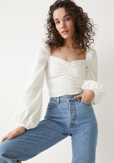 Cropped Puff Sleeve Top