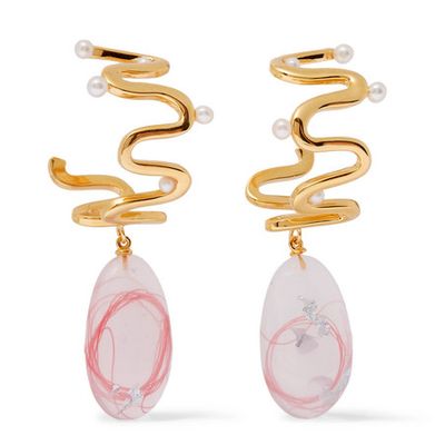 Santolina Gold-Plated, Resin & Pearl Earrings from Ejing Zhang