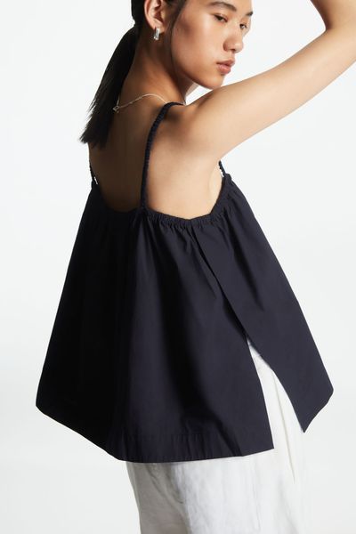 Gathered Poplin Cami Top