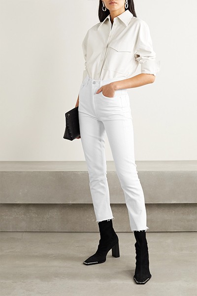 Riley Frayed High-rise Straight-leg Jeans