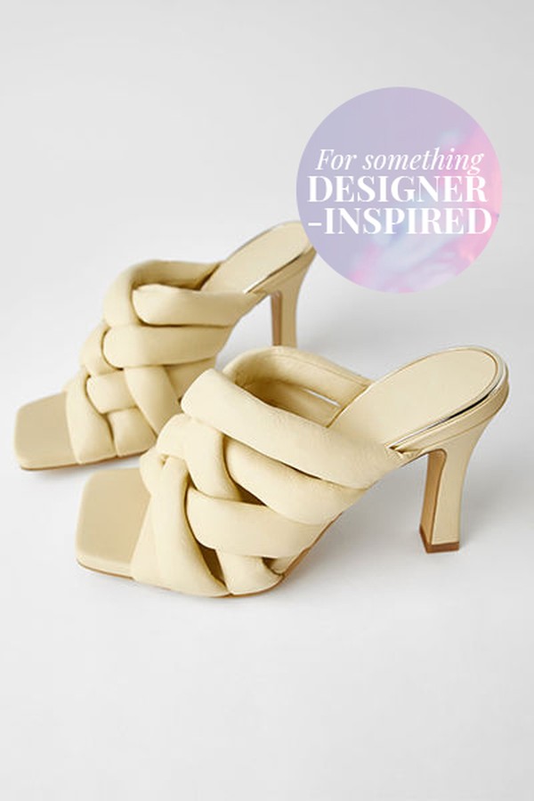 Quilted Braided Leather Heeled Mules from Zara