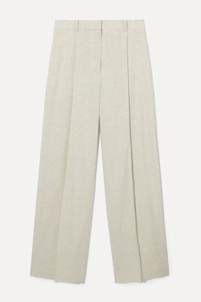 Linen-Blend Wide-Leg Tailored Trousers from COS