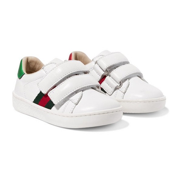 Ace Logo Print Leather Sneakers from Gucci Kids