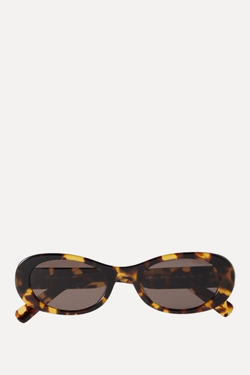 Oval-Frame Tortoiseshell Acetate Sunglasses from Miu Miu