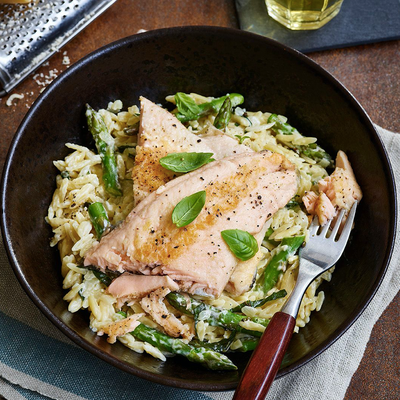 Trout With Creamy Risotto Style Orzo