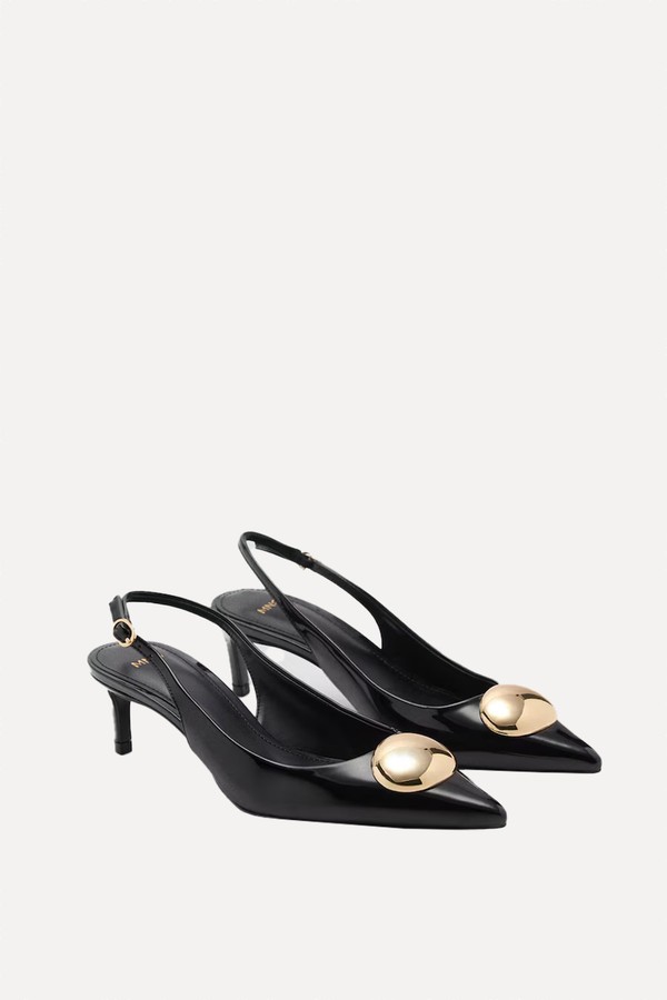 Kitten-Heel Shoes With Metallic Decoration