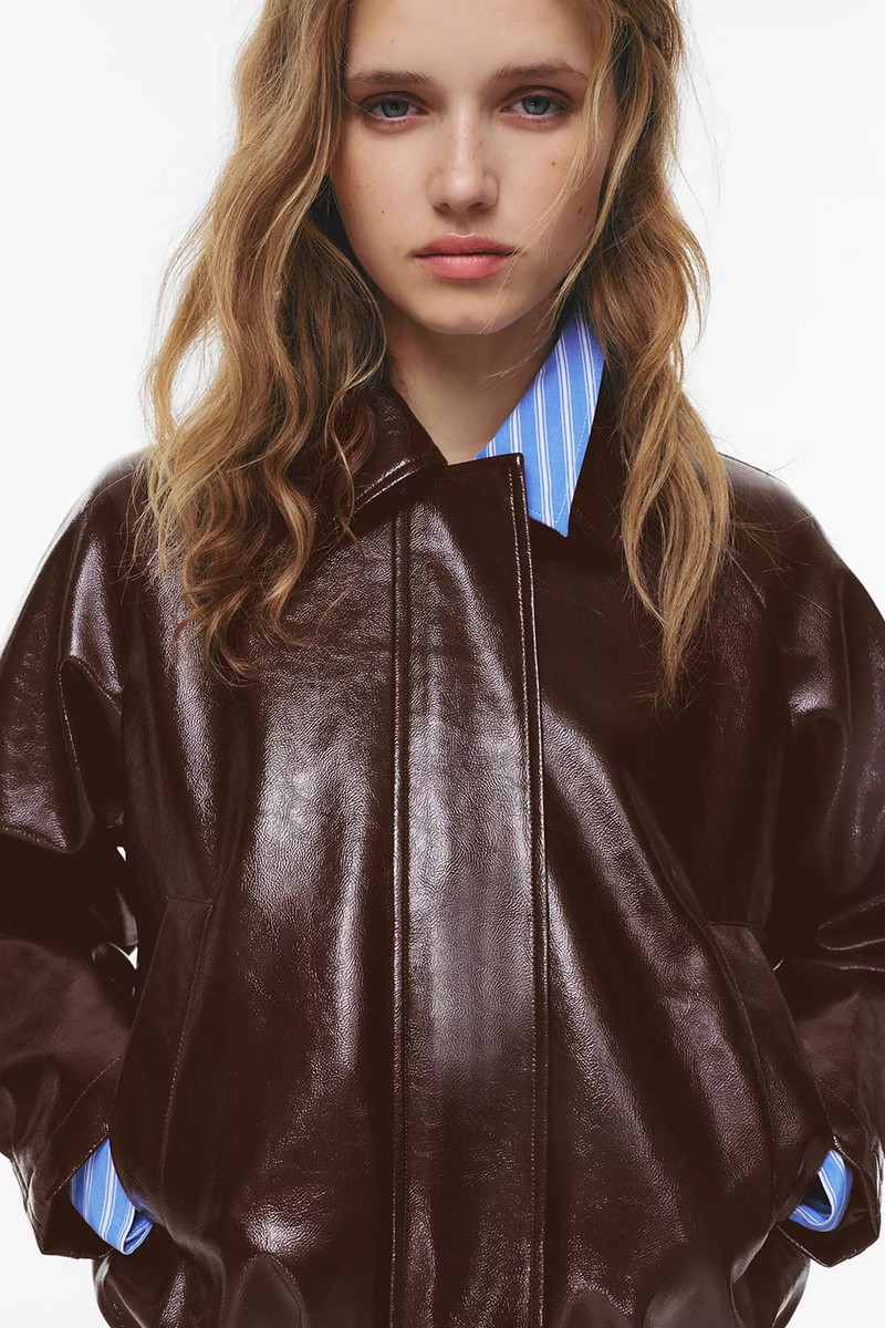 Vinyl-Effect Bomber Jacket from Pull & Bear