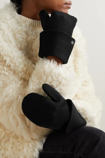 Logo-Embellished Wool & Cashmere-Blend Mittens, £170 | Toteme