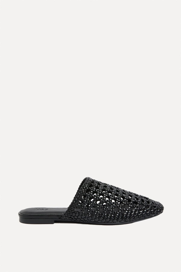 Woven Slip On Flat Mules