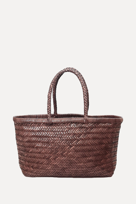 Leather Hand Woven Triple Jump Bamboo Style Tote Bag from Altica