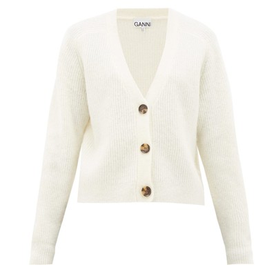 V-Neck Ribbed-Knit Cardigan from Ganni