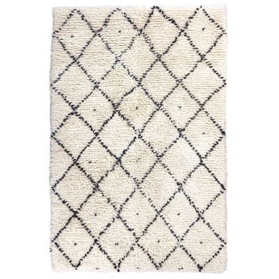 Large Cream & Charcoal Grey Hand-Woven Rug 170 x 240cm from Berber
