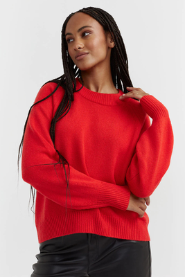 Red Wool-Cashmere Saddle Sleeve Sweater  from Chinti & Parker