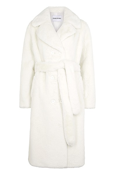 Faustine White Faux Fur Coat from Stand Studio