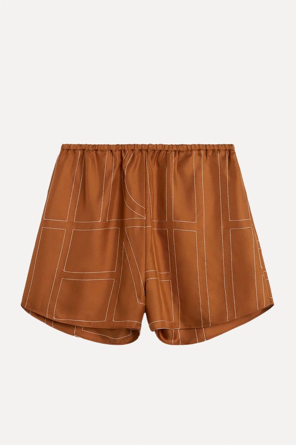 Monogram Silk Pj Shorts from Toteme