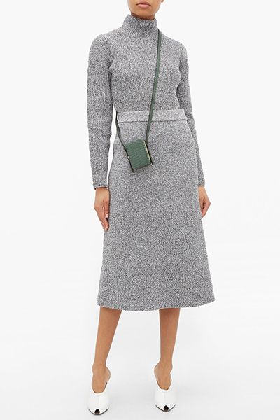 High-Rise Ribbed-Knit Midi Skirt from Tibi