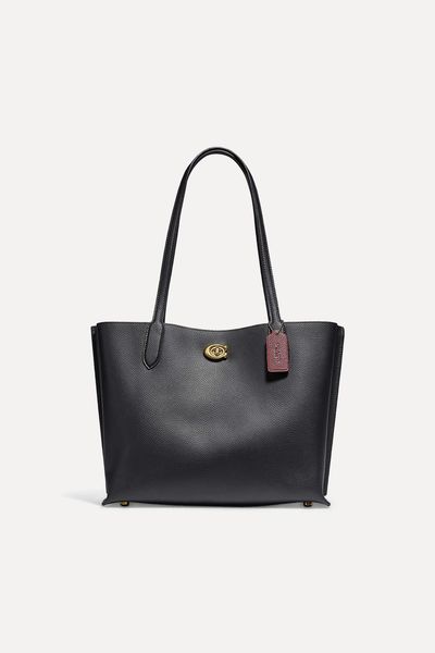 Willow Leather Tote Bag, Black