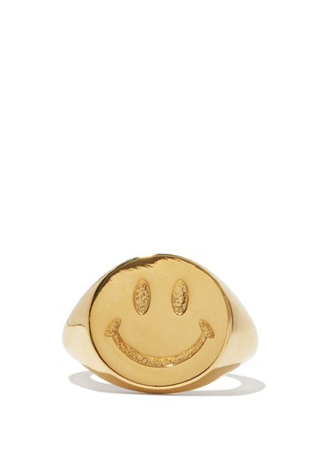 Be Happy 14ct-Gold Plated Signet Ring from Joolz By Martha Calvo