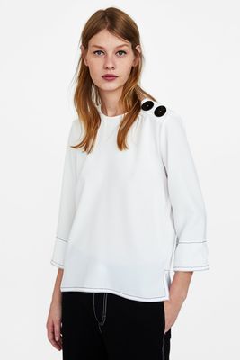 Top With Contrasting Topstitching   from Zara