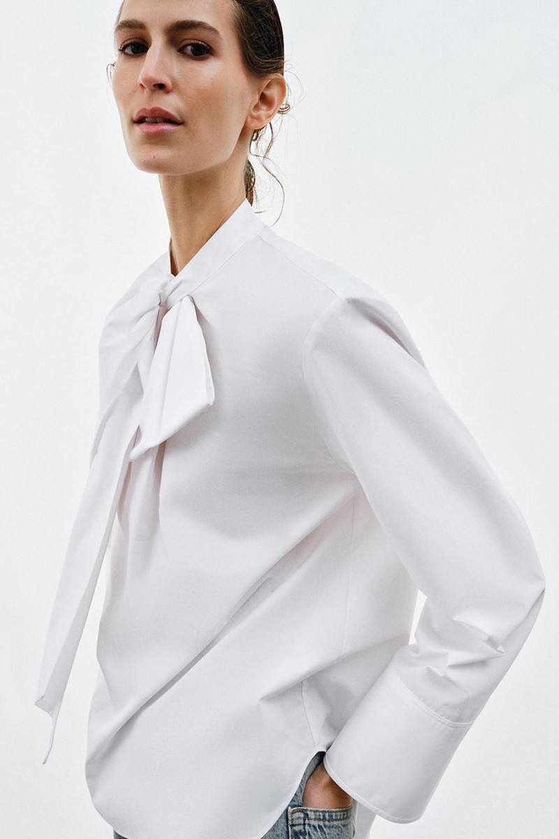 Poplin Shirt With Tie Detail