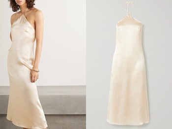 Reggie Silk-Satin Halterneck Midi Dress from Reformation