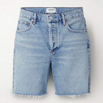 Rumi Frayed Denim Shorts from Agolde