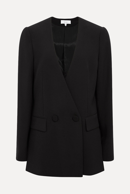 Margeaux Collarless Double Breasted Suit Blazer from Reiss