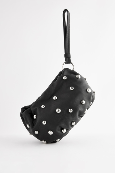 Leather Studded Clutch Bag from Next