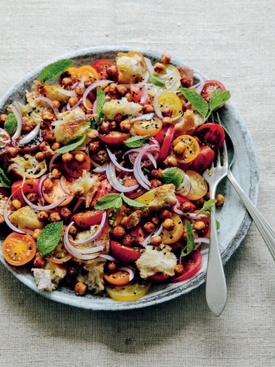 Punjabi Panzanella, Kalonji & Crispy Channa