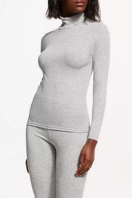 Heat Generating Ribbed Roll Neck Thermal Top